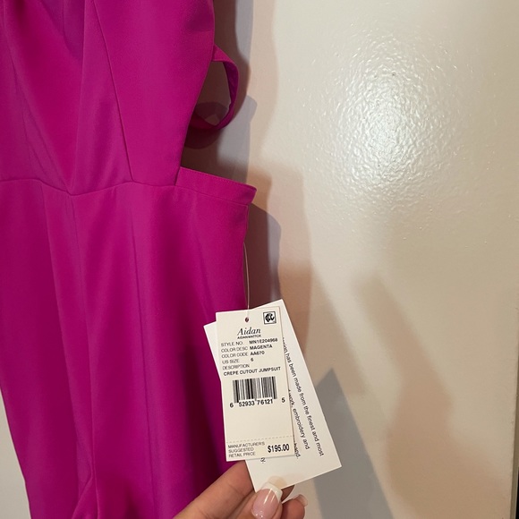 🆕Aidan Mattox caged back fuchsia jumpsuit Sz 4 - Picture 5 of 9